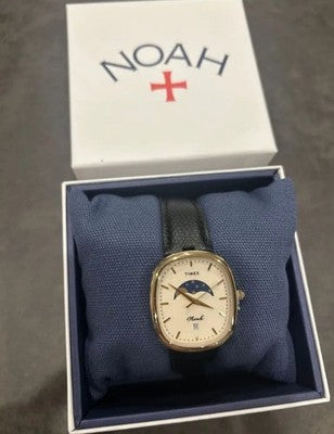 TIMEX X NOAH OVAL MOON PHASE WATCH GOLD BLACK LEATHER CUSTOM LIMITED NEW W/BOX