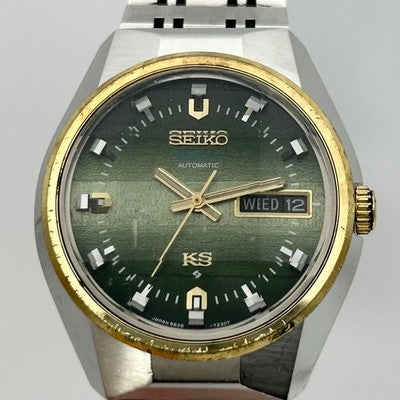 KING SEIKO VANAC 5626-7190 VINTAGE AUTOMATIC GREEN DIAL MEN'S WATCH