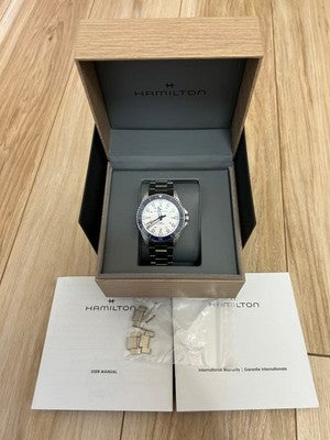 HAMILTON KHAKI NAVY SCUBA AUTO H825050 H82505150 43MM WHITE DIAL STEEL WATCH