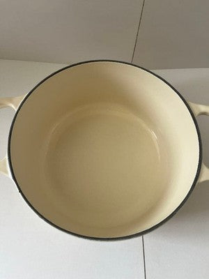 LE CREUSET COCOTTE RONDE 18CM PEACOCK ORANGE CAST IRON POT DISCONTINUED USED