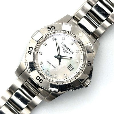 LONGINES HYDROCONQUEST L3.247.4 QUARTZ DIAMOND MOP DIAL DATE STAINLESS WATCH