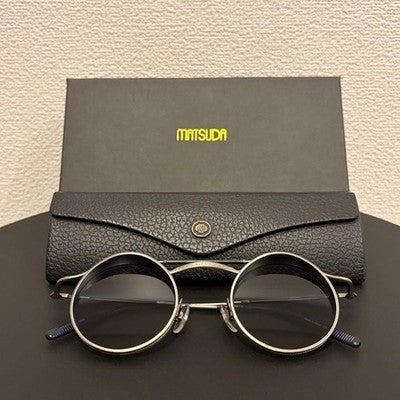MATSUDA 2903H MAS ROUND SUNGLASSES ANTIQUE SILVER BLUE LENS 43-23-140 MINT