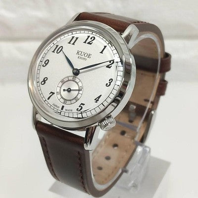 KUOE OLD SMITH 90-007 AUTOMATIC SMALL SECONDS BLUE STEEL HANDS WATCH NEAR MINT