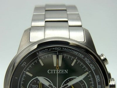 CITIZEN ECO-DRIVE CHRONOGRAPH TITANIUM MEN’S WATCH CA4570-88X GREEN DIAL UNUSE