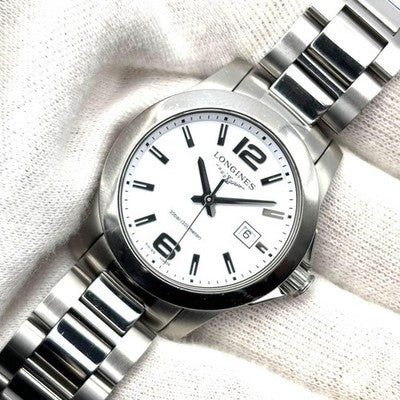 LONGINES CONQUEST L3.376.4 QUARTZ DATE STAINLESS STEEL LADIES WATCH SILVER