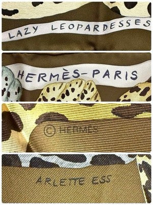 HERMES LAZY LEOPARDESSES CARRE 90 SILK SCARF LEOPARD PRINT NEW UNUSED AUTHENTIC
