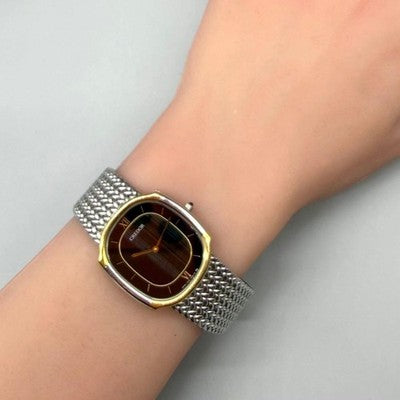 SEIKO CREDOR 18K GOLD BEZEL QUARTZ WATCH 7770-5141 NEW BATTERY JAPAN VINTAGE