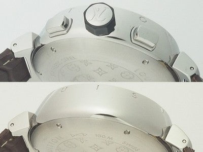 LOUIS VUITTON TAMBOUR VOYAGE CHRONOGRAPH Q102C SS GRAY 44MM WRISTWATCH AUTHENTIC