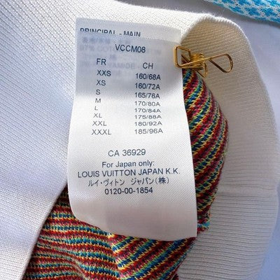 LOUIS VUITTON DISTORTED HALF-ZIP KNIT SWEATER MONOGRAM DAMIER WHITE BLUE SIZE M