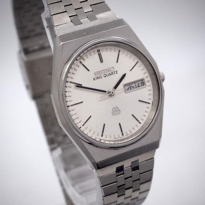 SEIKO KING QUARTZ TWIN QUARTZ 9443-7000 WHITE DIAL MENS WATCH JDM VINTAGE 1980