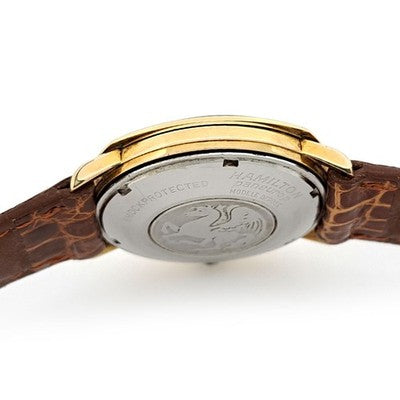 HAMILTON PAN EUROP AUTO 64017-4 33MM SILVER GOLD PLATED SS WATCH CUSTOM BOX USED