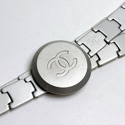 CHANEL COCO MARK CHAIN BELT SILVER TONE LOGO BUCKLE 99A VINTAGE MADE IN FRANCE