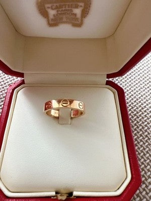 CARTIER MINI LOVE RING K18PG SIZE 8 PINK GOLD W/ BOX USED GOOD CONDITION