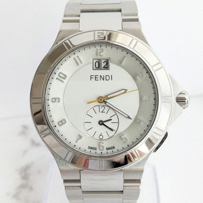 FENDI HIGH SPEED 4700G QUARTZ WHITE DIAL DATE STAINLESS STEEL MENS WATCH W/ BOX