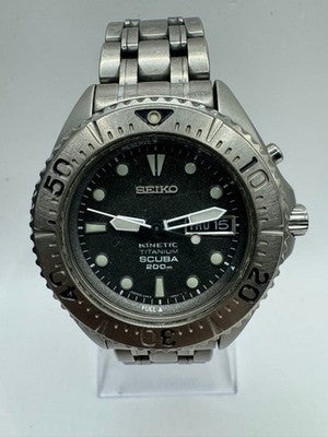SEIKO GRAY GHOST 5M63-0B40 PROSPEX KINETIC TITANIUM BLACK DIAL MEN'S WATCH AS IS