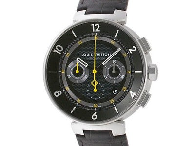 LOUIS VUITTON TAMBOUR MOON CHRONOGRAPH Q8D40 BLACK GRAY DIAL AUTOMATIC WATCH