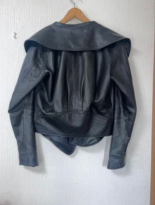 RICK OWENS JEAN-PIERRE BRAGANZA ARCHIVE MEN’S LEATHER JACKET FUR HOOD BLACK