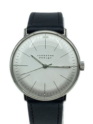 JUNGHANS QUARTZ WATCH 027/3700.00 ANALOG WHITE BLACK STAINLESS STEEL MENS