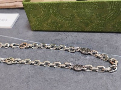 GUCCI INTERLOCKING G NECKLACE SILVER AG925 USED W/ BOX
