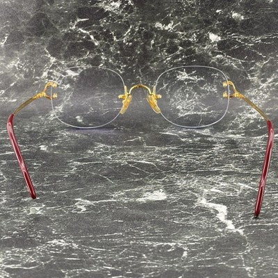 CARTIER C-MOTIF RIMLESS EYEGLASSES GOLD VINTAGE RARE MADE IN FRANCE AUTHENTIC