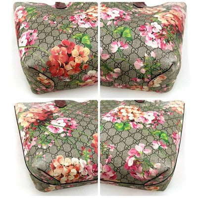 GUCCI GG BLOOMS REVERSIBLE TOTE SHOULDER BAG FLORAL PVC LEATHER AUTHENTIC TAG