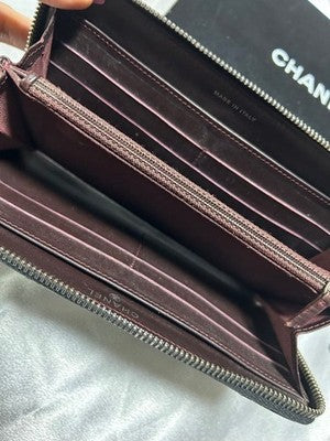 CHANEL MATELASSE CLASSIC LONG ZIP WALLET A50097 BLACK QUILTED LEATHER