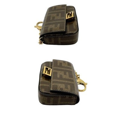 FENDI 7AR798 ZUCCA NANO BAGUETTE MINI CHAIN SHOULDER BAG CHARM PVC FF