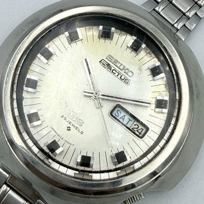 SEIKO 5 ACTUS 6106-8410 UFO CASE 25J AUTOMATIC DAY-DATE 44MM WATCH JAPAN VINTAGE