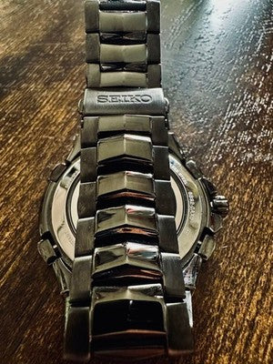 SEIKO COUTURA RADIO-SYNC SOLAR CHRONOGRAPH SSG021 BLACK DIAL SAPPHIRE CRYSTAL