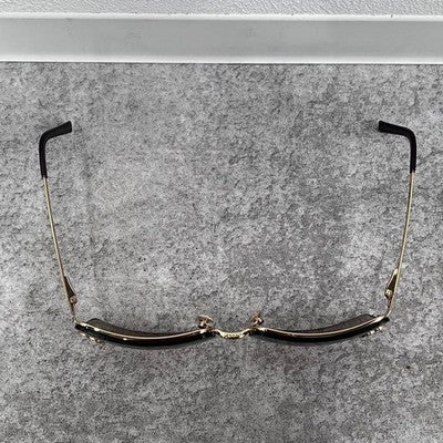CHANEL 4092-B BROWN SQUARE SUNGLASSES VINTAGE METAL FRAME CRYSTAL LOGO ITALY