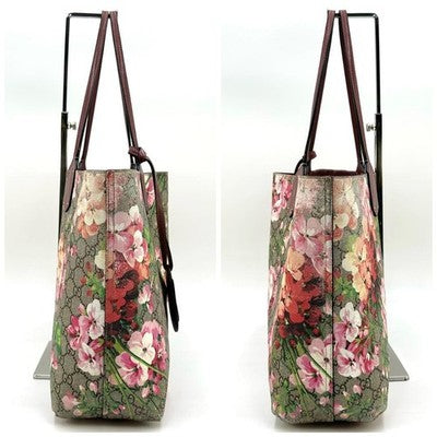 GUCCI GG BLOOMS REVERSIBLE TOTE SHOULDER BAG FLORAL PVC LEATHER AUTHENTIC TAG