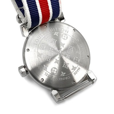 LOUIS VUITTON TAMBOUR GMT TRICOLOR Q1F30 STAINLESS STEEL SILVER X NAVY X RED