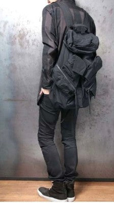 JULIUS ARCHIVE TACTICAL BACKPACK BLACK COTTON NYLON USED EXCELLENT++++