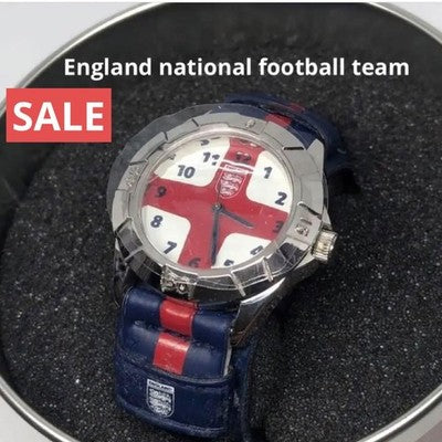 ENGLAND NATIONAL SOCCER TEAM WATCH WHITE & RED QUARTZ EXCELLENT CONDITION UNISEX
