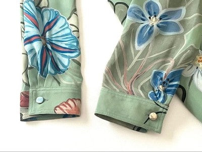 GUCCI KRIS KNIGHT FLORA SILK DRESS 2-WAY COLLAR BELTED WOMEN SIZE 42 JAPAN