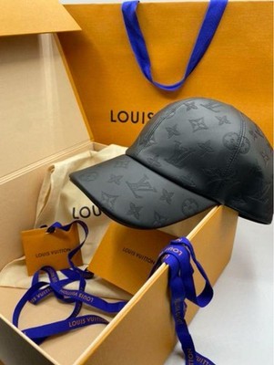 LOUIS VUITTON M76581 CASQUETTE MONOGRAM SHADOW LEATHER CAP SIZE 60 BLACK