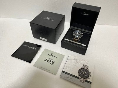 SINN 103 B SA AUTO CHRONOGRAPH PILOT WATCH AUTOMATIC MENS BOXED BLACK DIAL