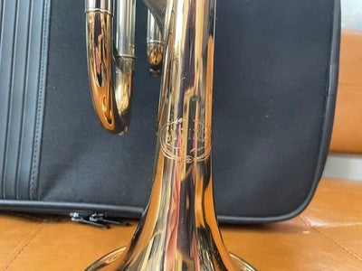 JUPITER JTR-812R BB TRUMPET GOLD BRASS BELL, ML BORE, USED W/ ORIGINAL CASE