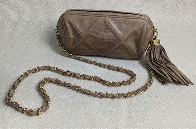 CHANEL COCO LOGO MATELASSE LAMBSKIN CHAIN SHOULDER BAG QUILTED LEATHER AUTHENTIC