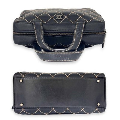 CHANEL MATELASSÉ WILD STITCH HANDBAG BLACK COCO MARK LEATHER WOMEN'S USED NO BO