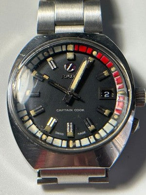 RADO CAPTAIN COOK 11773-2 AUTOMATIC MENS DIVER WATCH ROTATING BEZEL SS BLACK