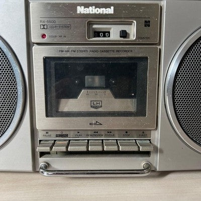 NATIONAL RX-5500 BOOMBOX RETRO RADIO CASSETTE PLAYER SILVER USED FROM JAPAN