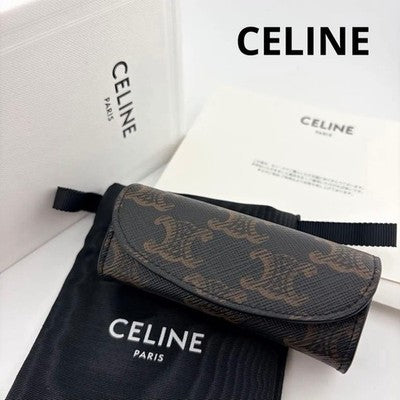 CELINE TRIOMPHE CANVAS RING CASE BLACK JEWELRY STORAGE BOX WITH BOX DUST BAG