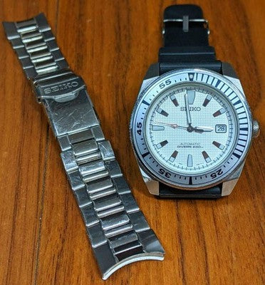 SEIKO WHITE SAMURAI 7S35-00B0 AUTOMATIC DIVER WATCH RARE JDM MODEL SET