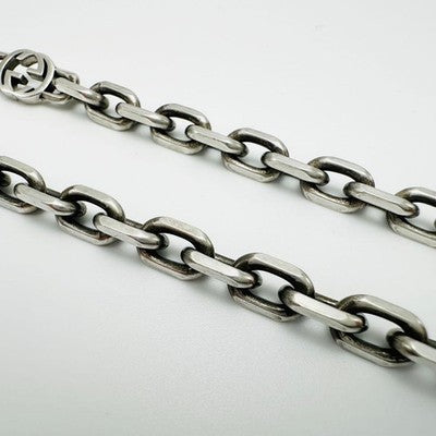 GUCCI INTERLOCKING CHAIN NECKLACE SILVER AG925 UNISEX APPROX. 60CM USED WITH BOX