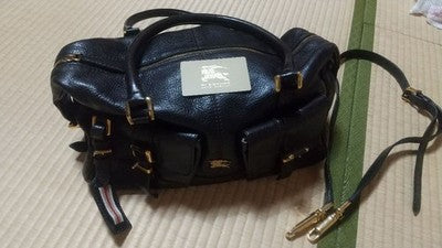 BURBERRY PRORSUM BOSTON BAG SHOULDER BAG LEATHER NOVA CHECK PATTERN USED