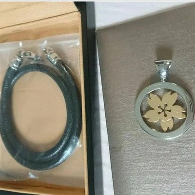 BVLGARI TONDO SAKURA NECKLACE K18YG 750 SS STEEL PENDANT TOP WITH LEATHER BOX