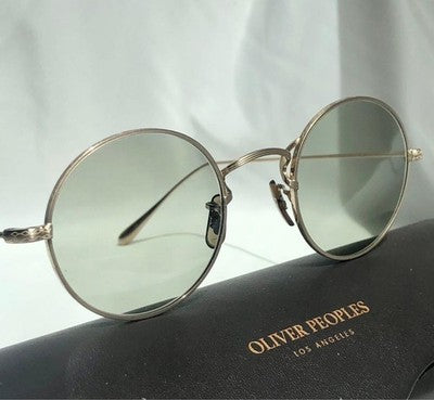 OLIVER PEOPLES MCCLORY BG ROUND SUNGLASSES JAPAN MADE GREEN LENS GOLD FRAME