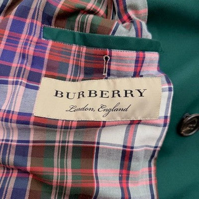 BURBERRY DOUBLE GUN FLAPS TRENCH COAT GREEN LIMITED EDITION MEN'S SIZE 46 L