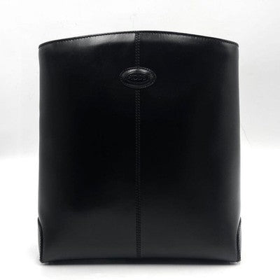 TOD'S DI BAG BLACK LEATHER BACKPACK SHOULDER BAG LOGO DESIGN AUTHENTIC LUXURY